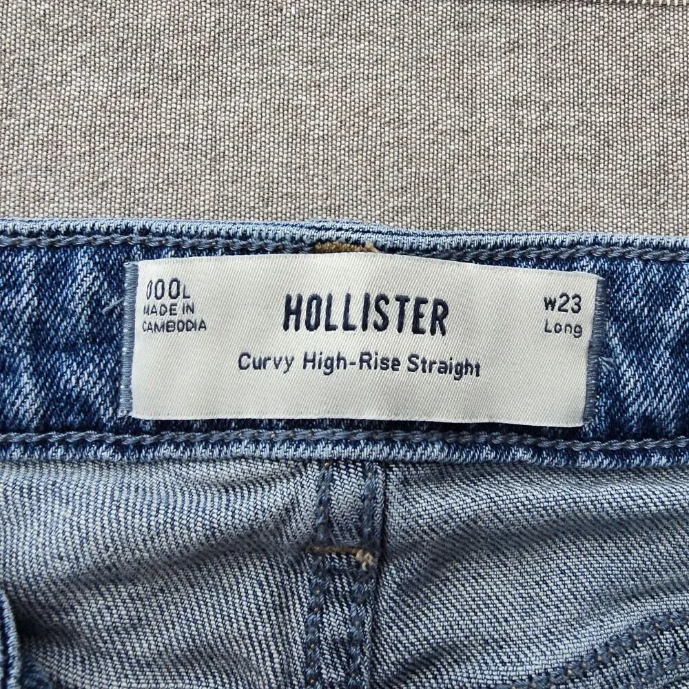 Women’s Hollister Curvy Ultra High-Rise Straight Leg Denim Jeans Size 000L W23L - Picture 4 of 7